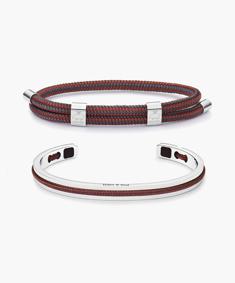 Little Lewis DBL Velvet Red - Slate Gray & Navarch Set