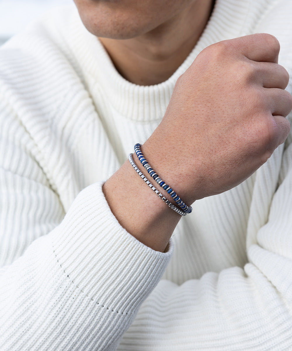 925 Sterling Silver Brontide Lapis Lazuli & Boxchain Set