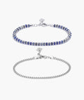 925 Sterling Silver Brontide Lapis Lazuli 4 mm & Curb Chain Set