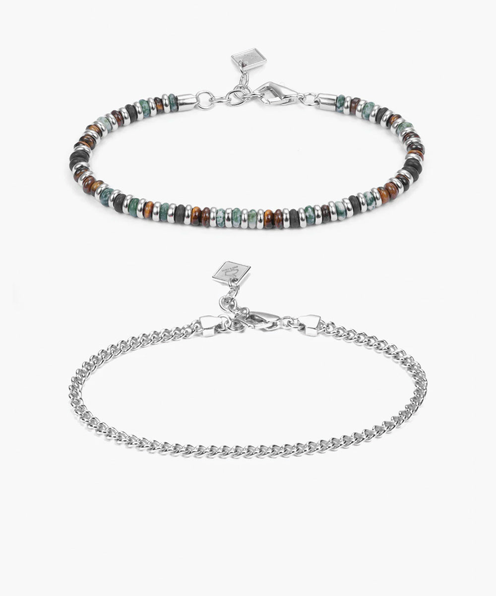 925 Sterling Silver Brontide Nagoya & Curb Chain Set